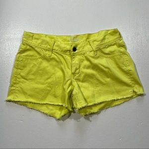 Old Navy Diva Yellow Denim Jean Shorts Raw Hem Fun Concert